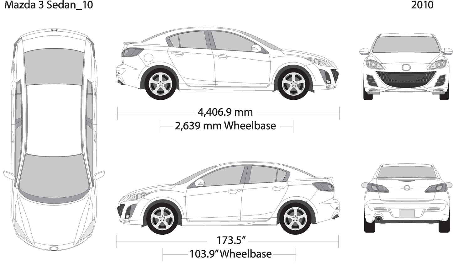 2010 Mazda Mazda 3 Sedan V02 Vehicle Wrap Template