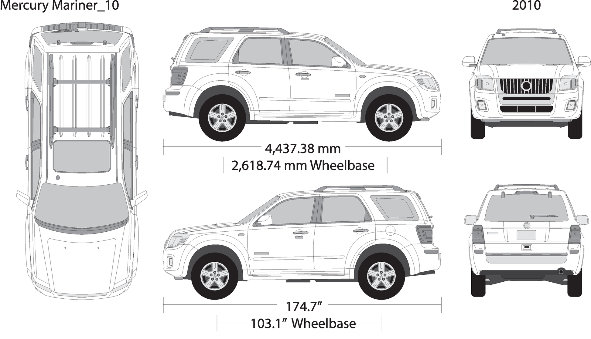 2010 Mercury Mariner V10 Vehicle Wrap Template