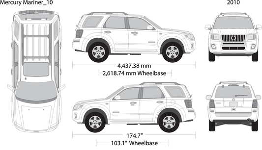 2010 Mercury Mariner V10 Vehicle Wrap Template