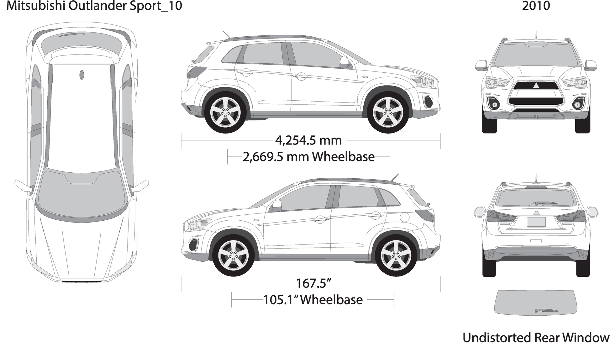 2010 Mitsubishi Outlander Sport V10 Vehicle Wrap Template