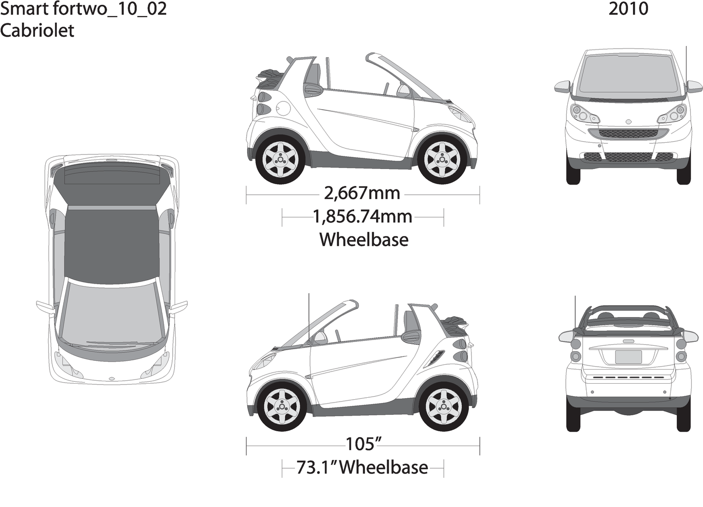 2010 Smart Fortwo Cabriolet V02 Vehicle Wrap Template