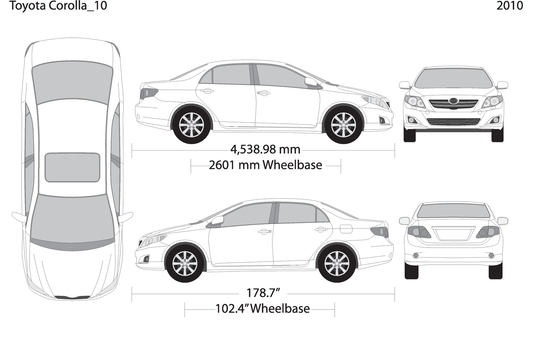 2010 Toyota Corolla V10 Vehicle Wrap Template