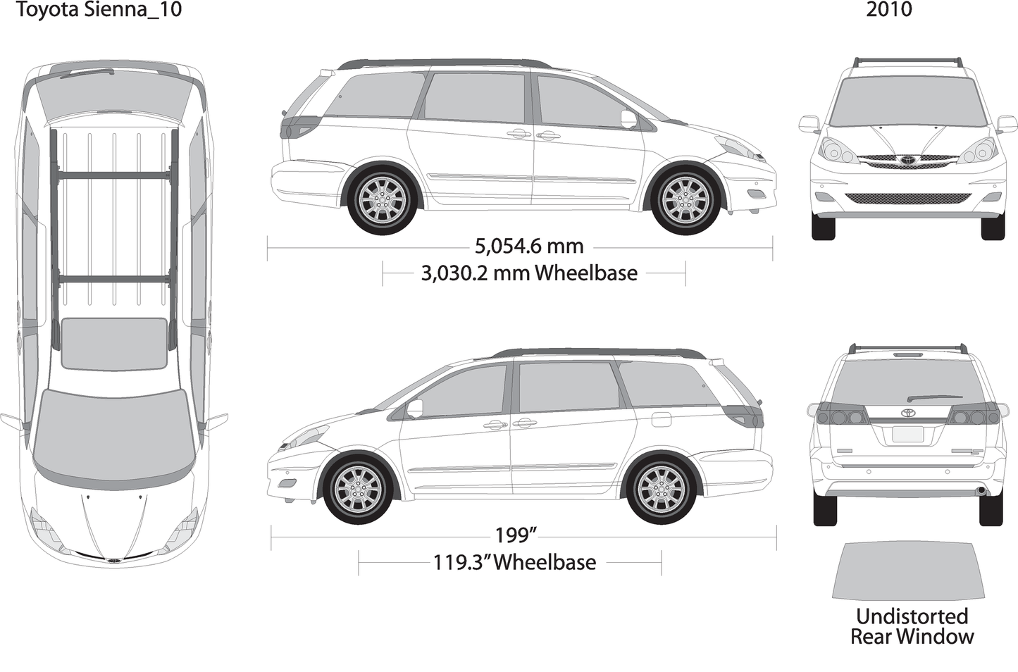 2010 Toyota Sienna V10 Vehicle Wrap Template