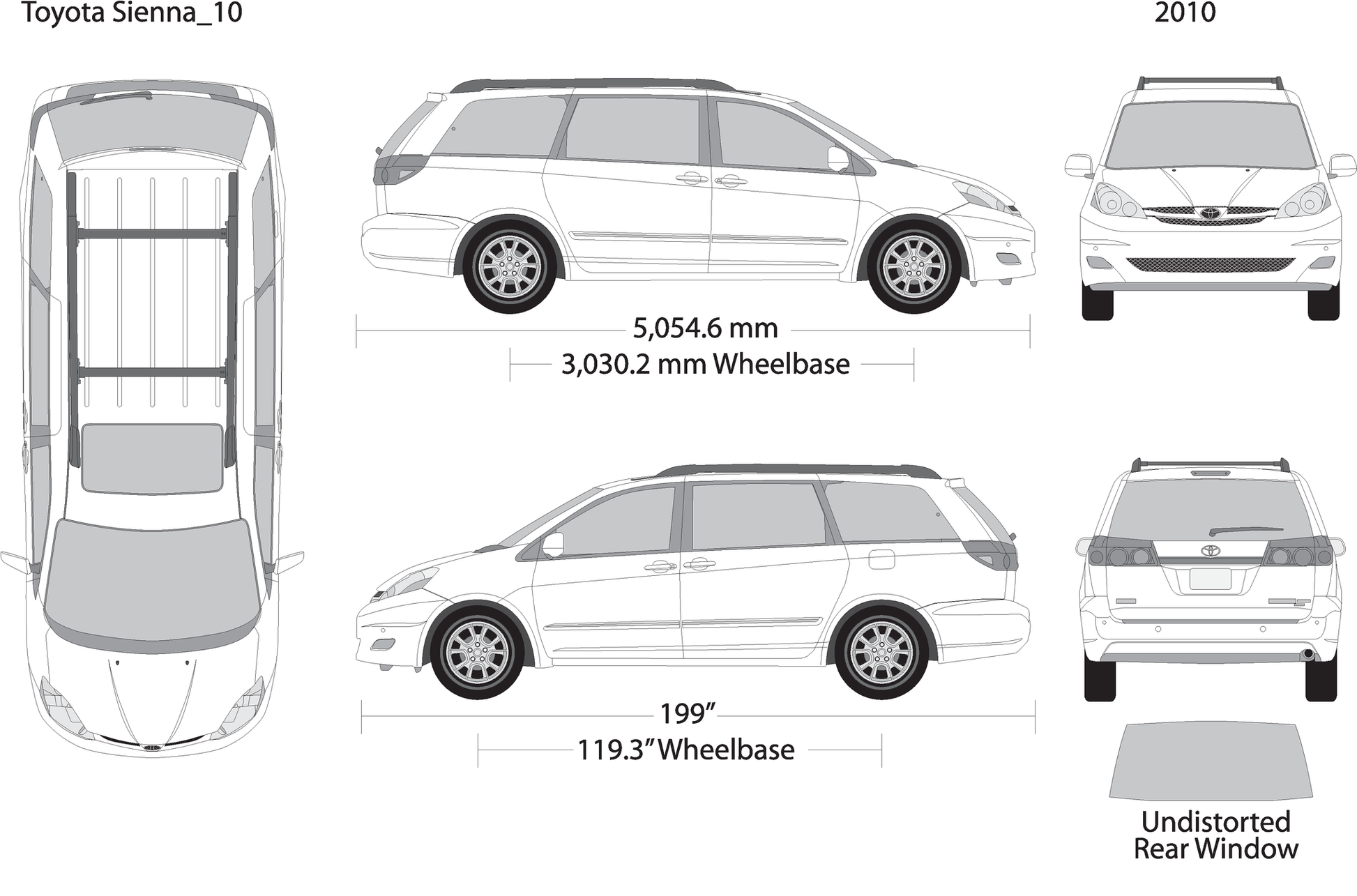 2010 Toyota Sienna V10 Vehicle Wrap Template