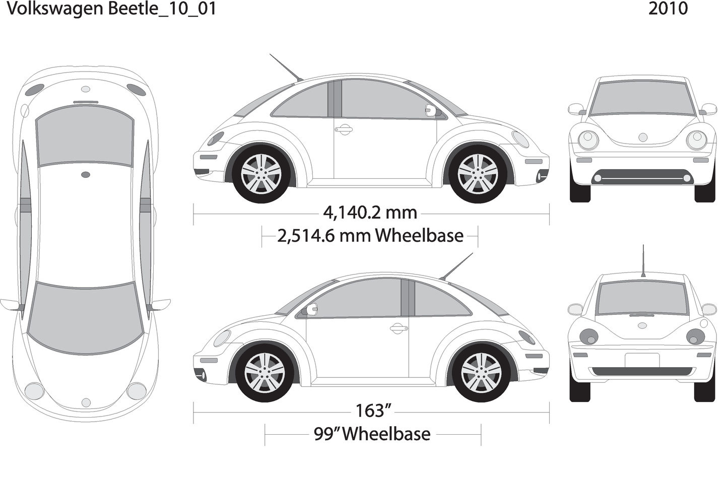 2010 Volkswagen Beetle V01 Vehicle Wrap Template