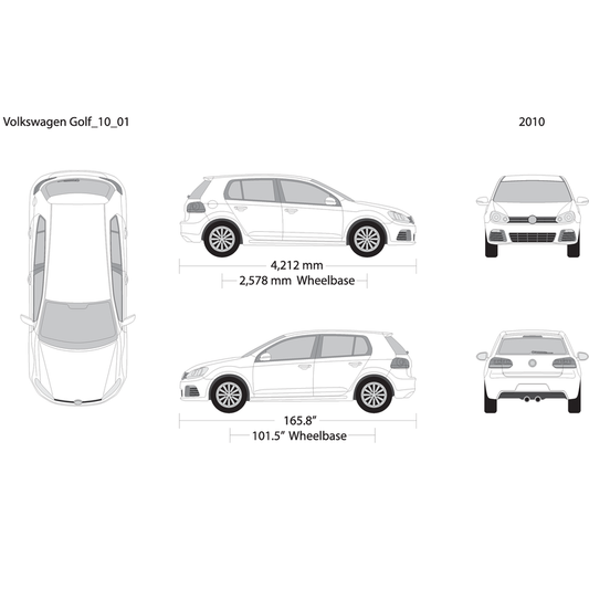 2010 Volkswagen Golf V01 Vehicle Wrap Template