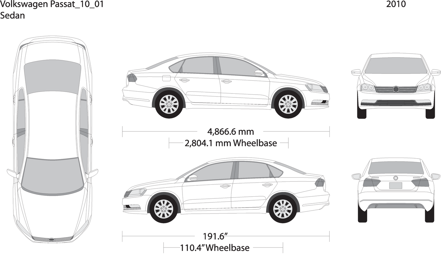 2010 Volkswagen Passat V01 Vehicle Wrap Template