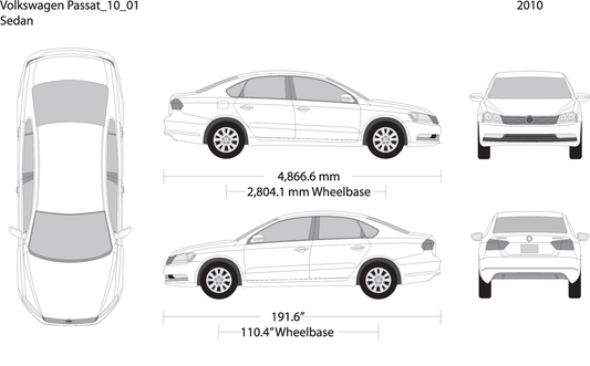 2010 Volkswagen Passat V01 Vehicle Wrap Template