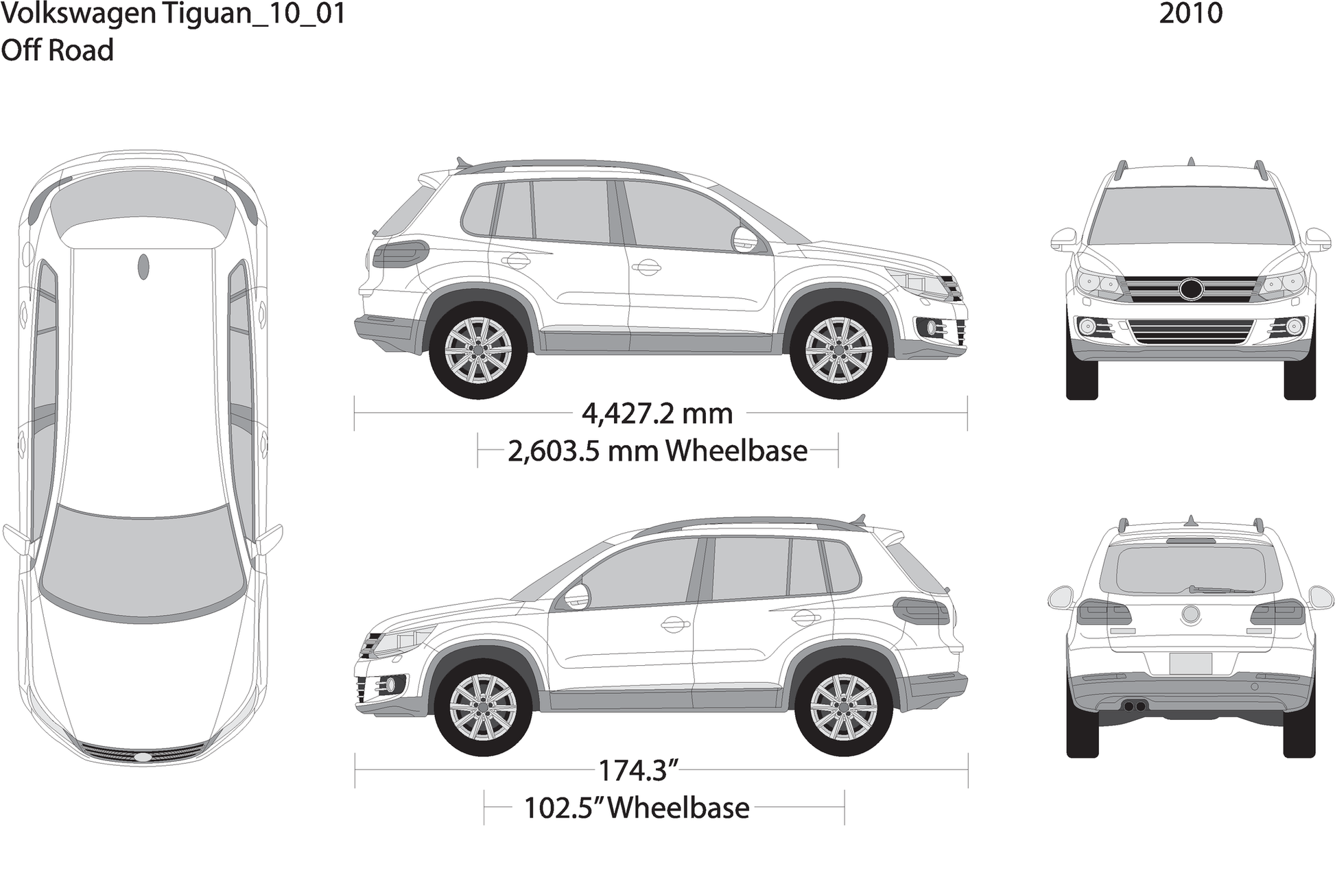 2010 Volkswagen Tiguan V10 Vehicle Wrap Template