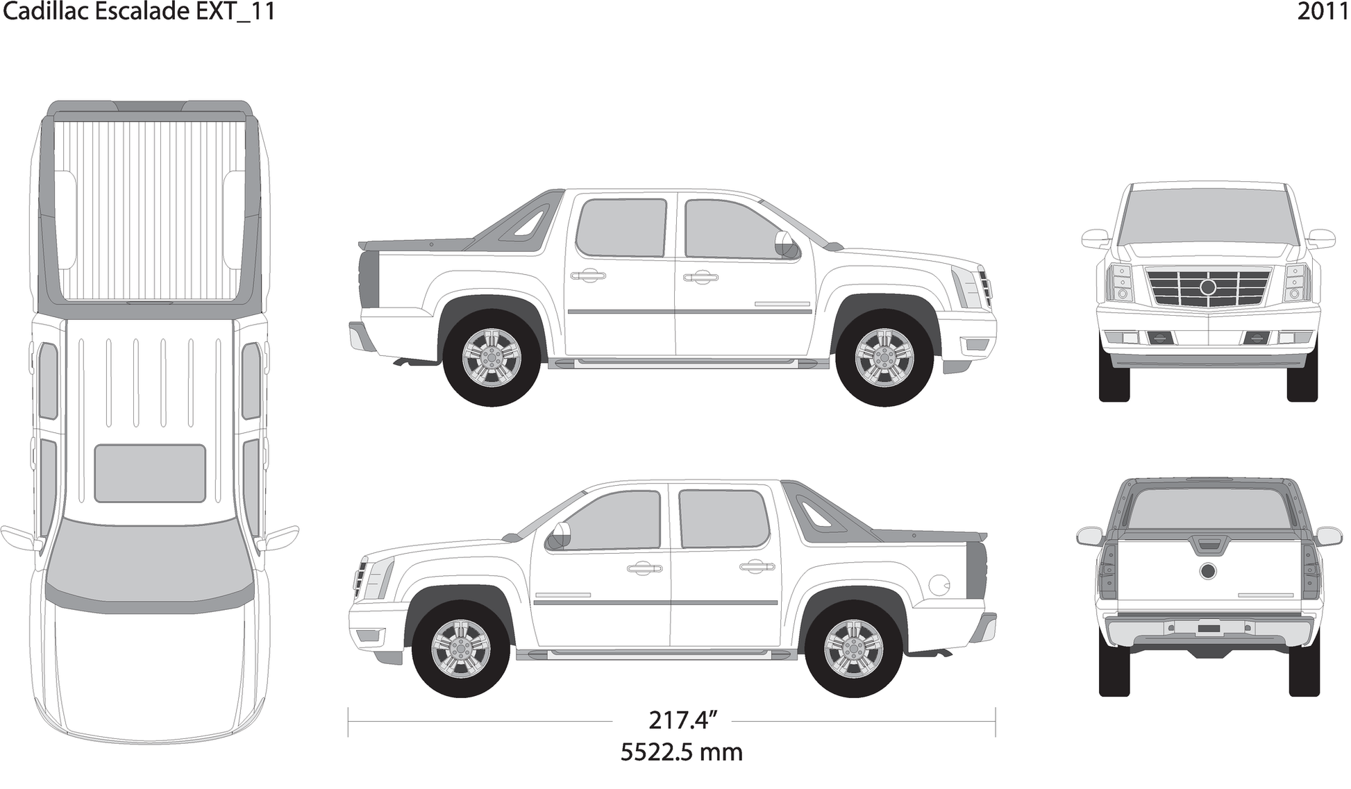 2011 Cadillac Pick Ups Escalade Ext V11 Vehicle Wrap Template