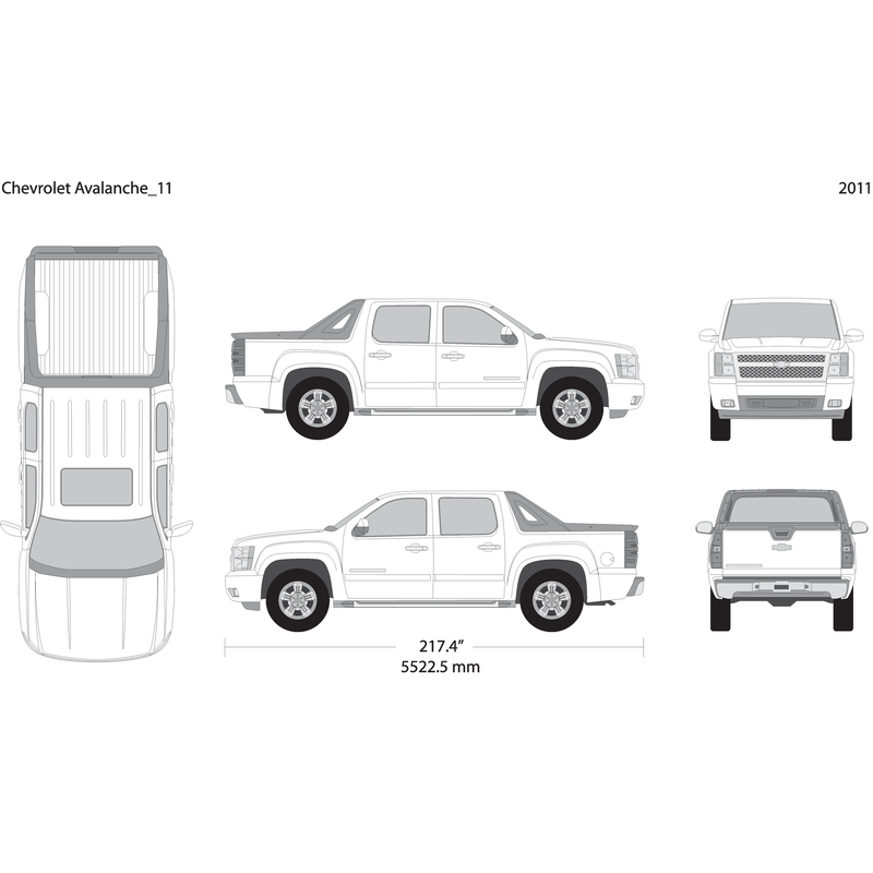 2011 Chevy Avalanche V01 Vehicle Wrap Template