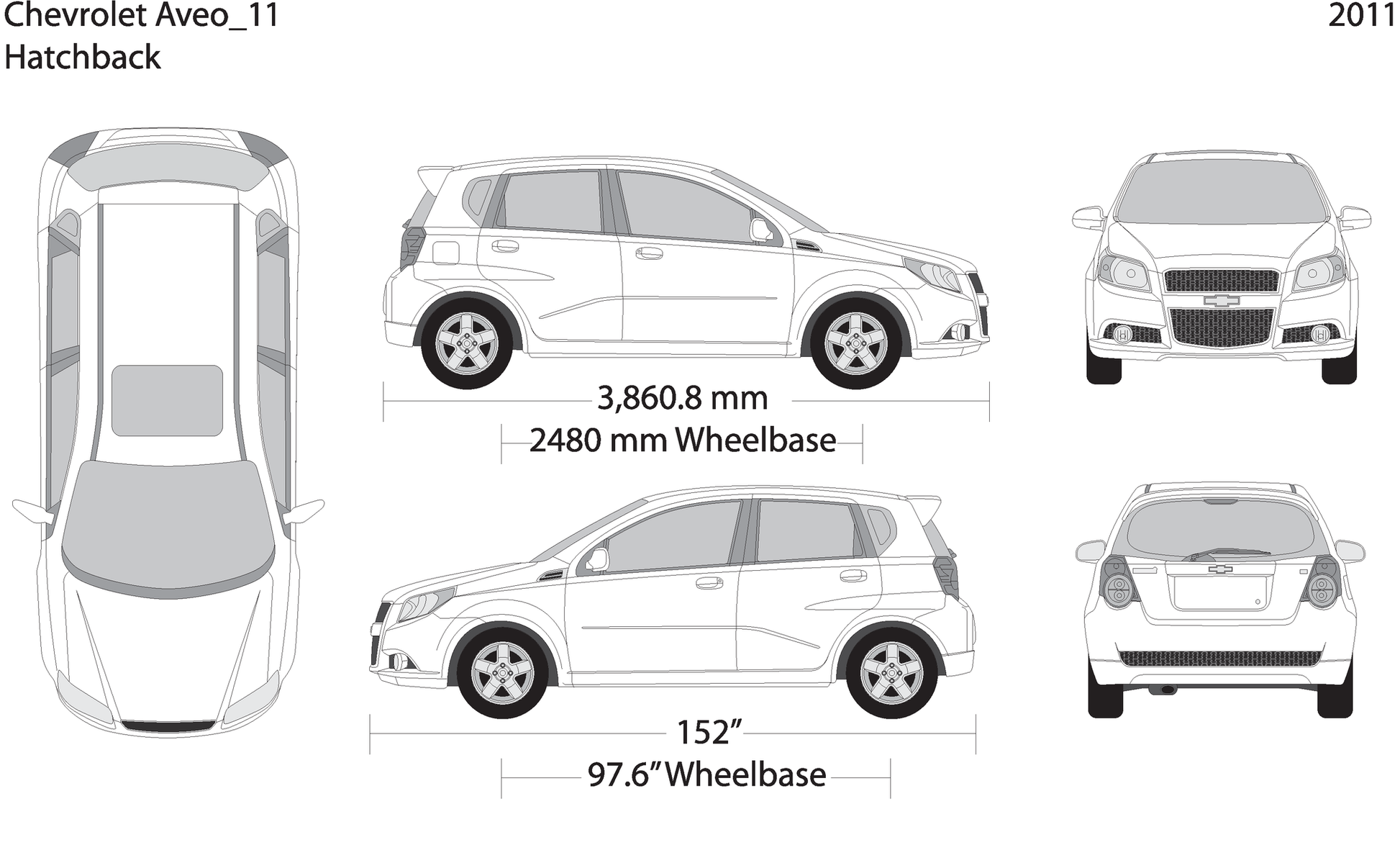 2011 Chevy Aveo Hatchback V11 Vehicle Wrap Template