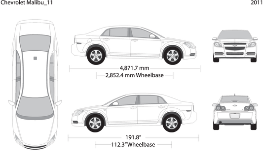 2011 Chevy Malibu V11 Vehicle Wrap Template