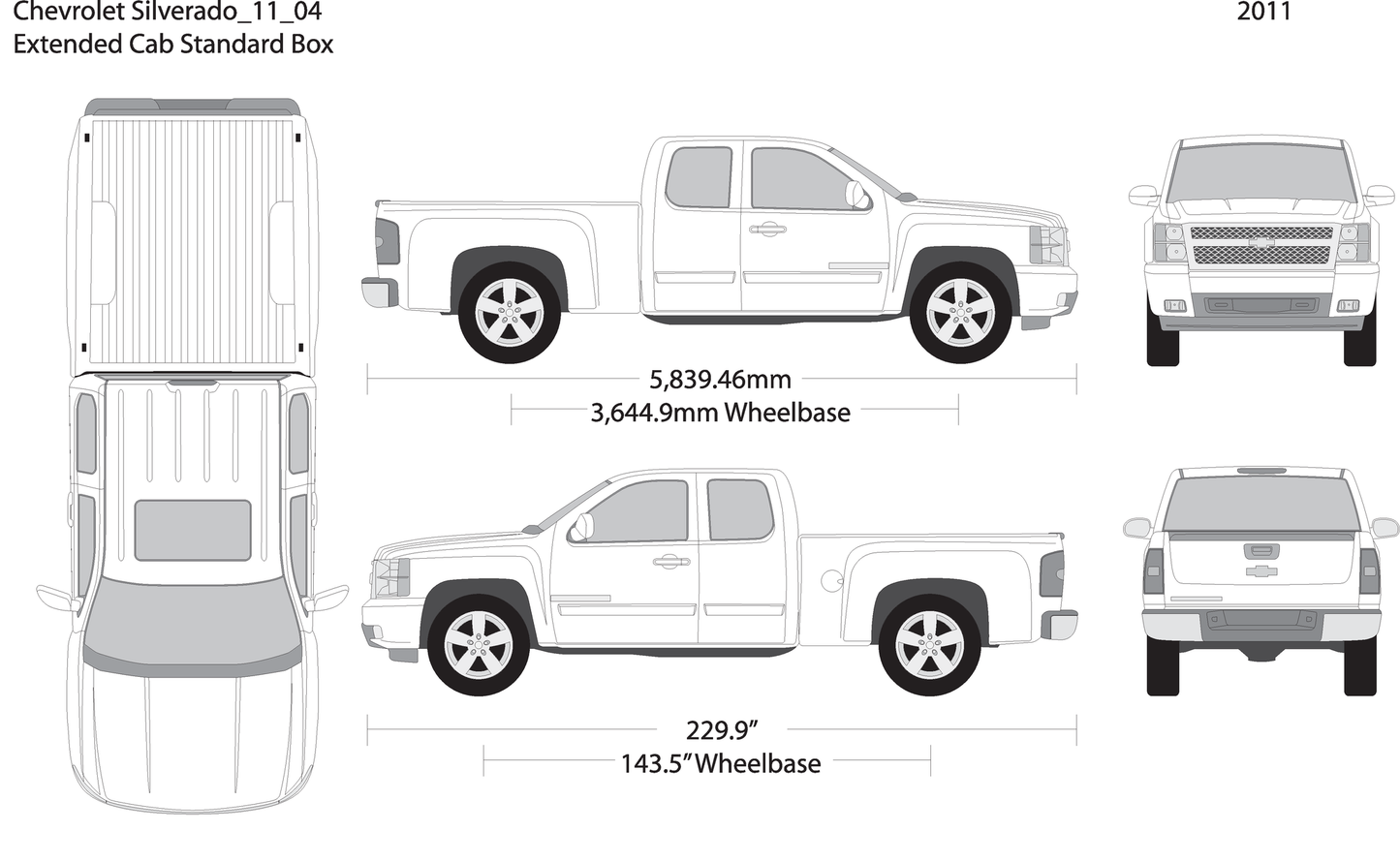2011 Chevy Silverado 1500 V04 Vehicle Wrap Template