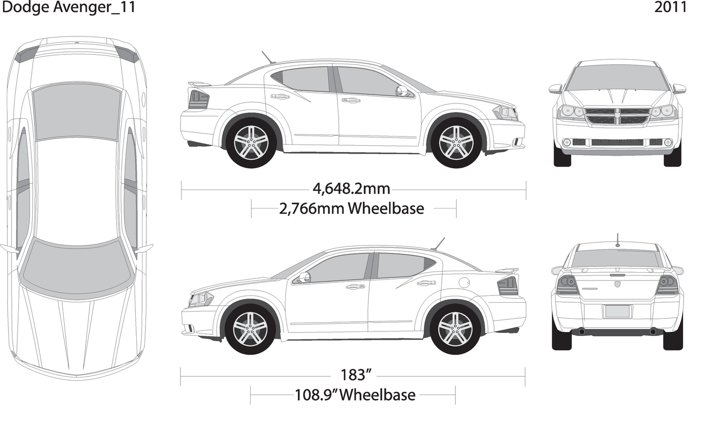 2011 Dodge Avenger V11 Vehicle Wrap Template