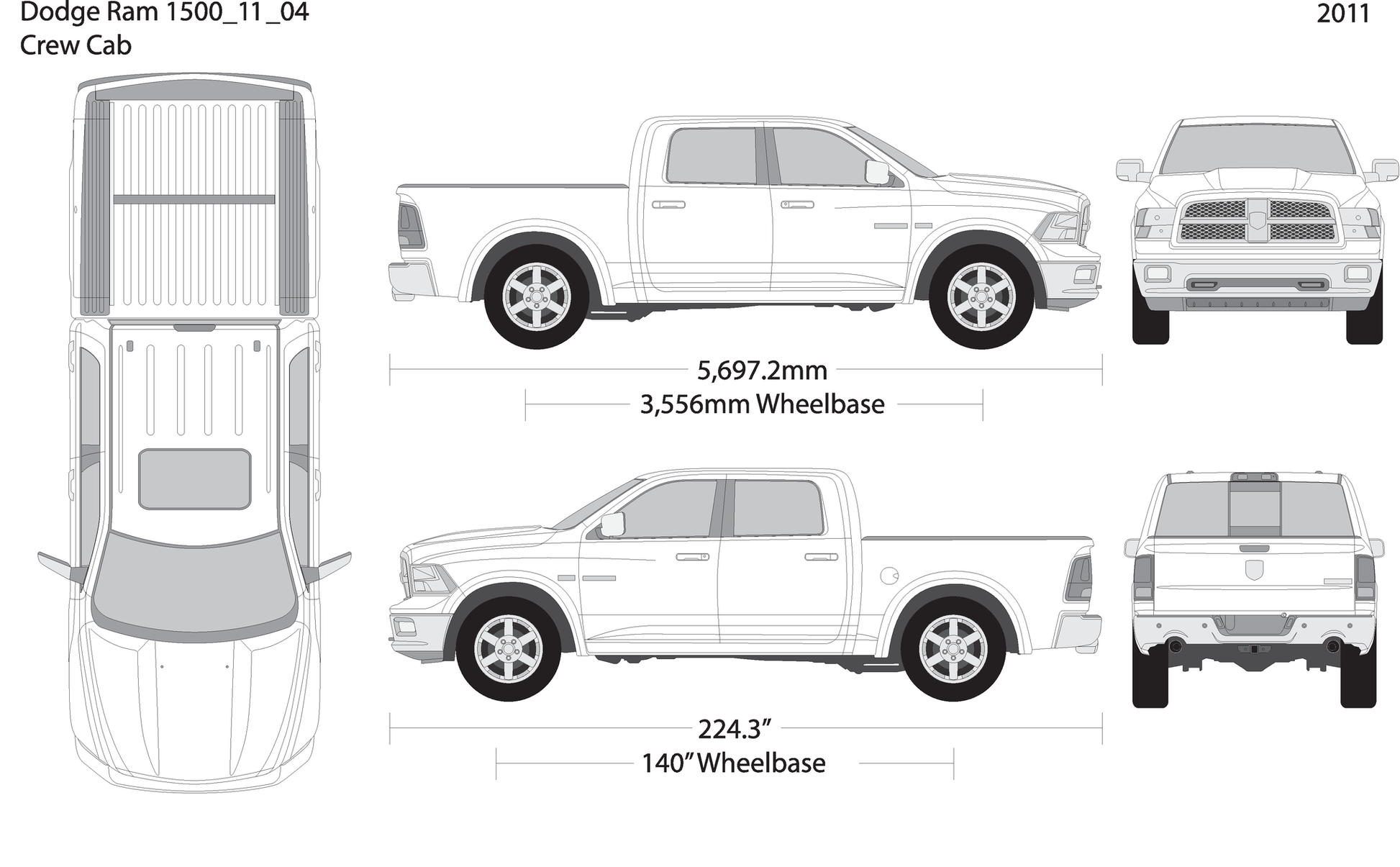 2011 Dodge Ram 1500 V04 Vehicle Wrap Template