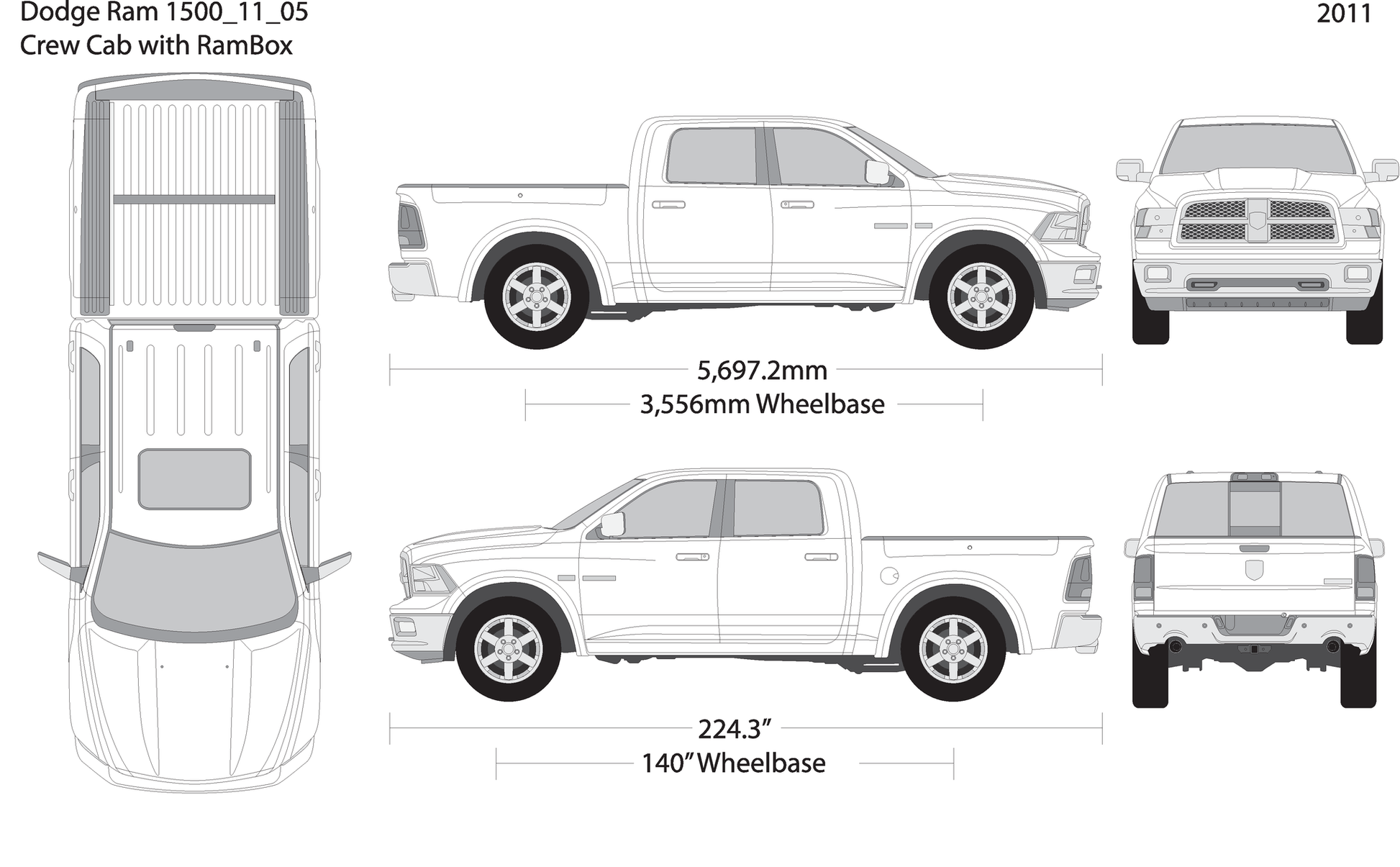 2011 Dodge Ram 1500 V05 Vehicle Wrap Template