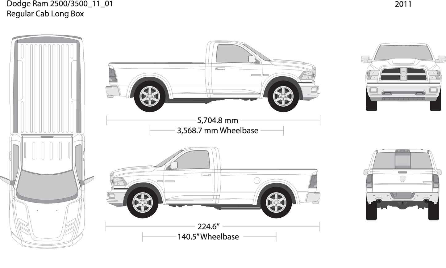 2011 Dodge Ram 2500 3500 V01 Vehicle Wrap Template