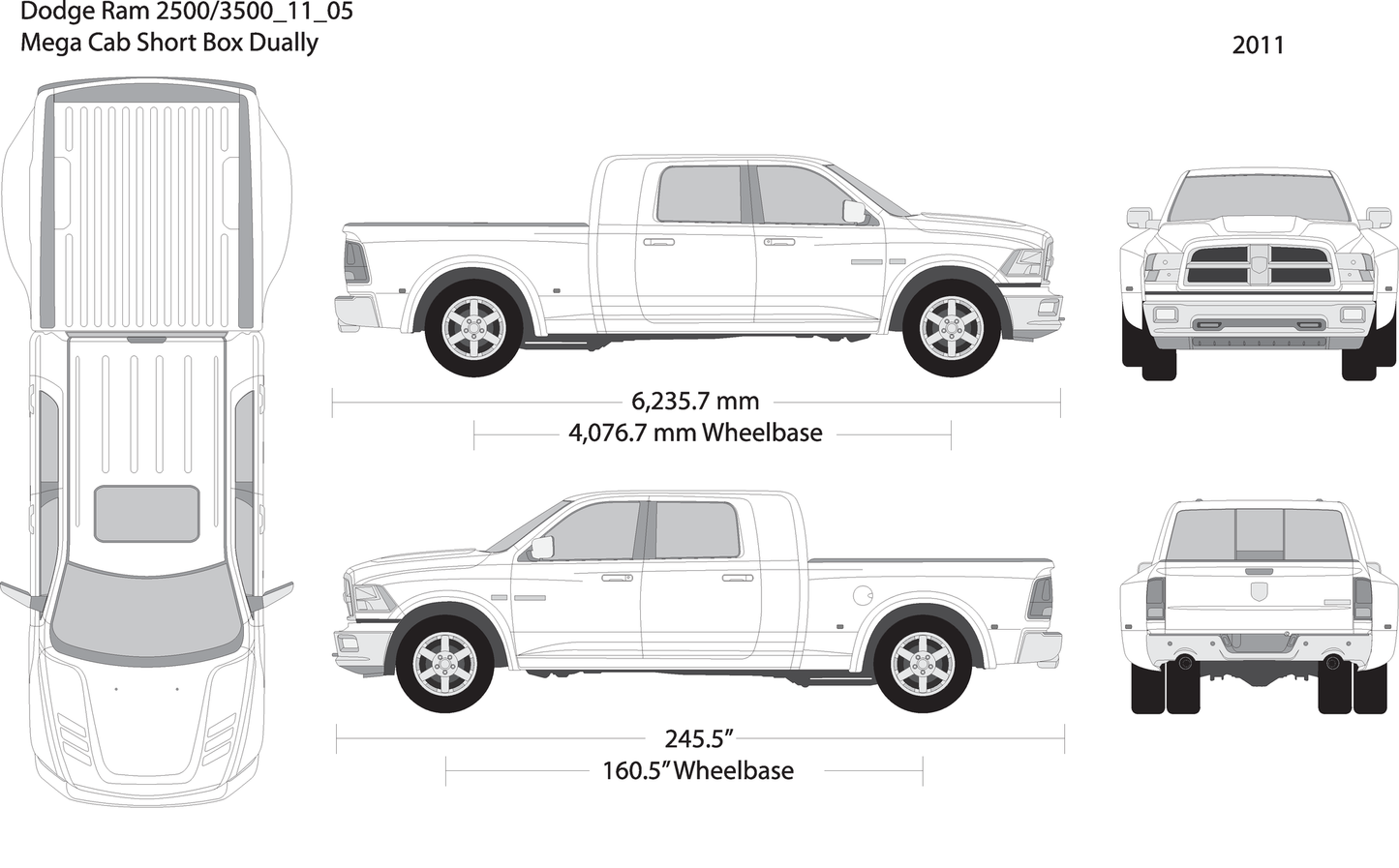 2011 Dodge Ram 2500 3500 V05 Vehicle Wrap Template