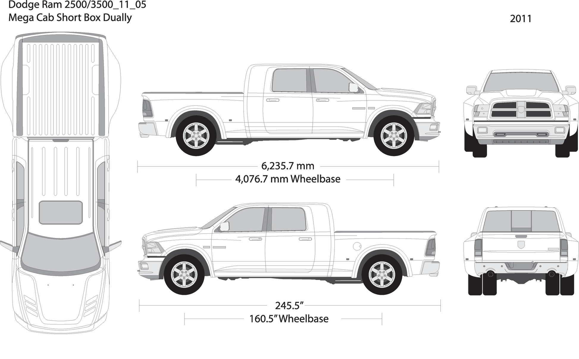 2011 Dodge Ram 2500 3500 V05 Vehicle Wrap Template