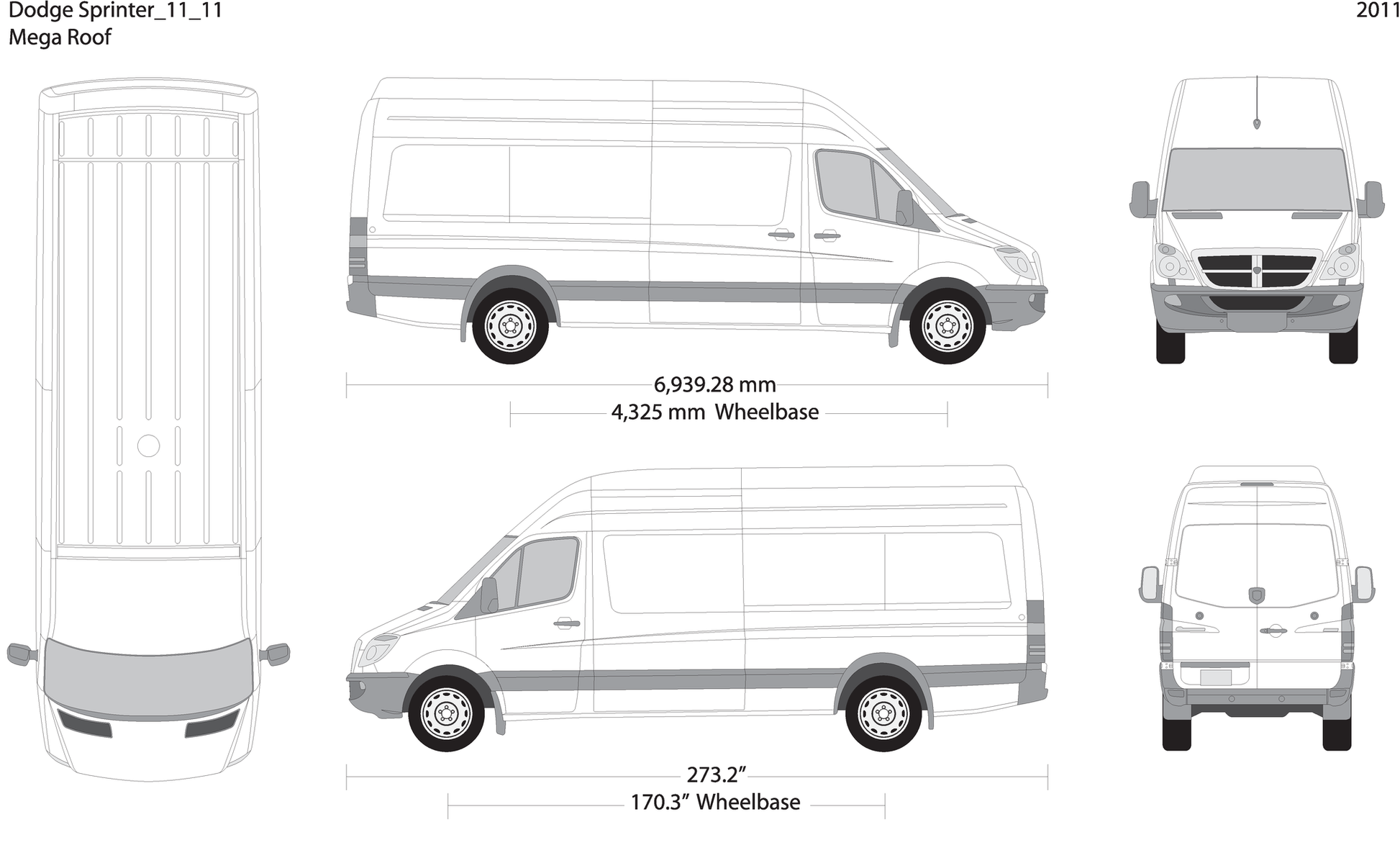2011 Dodge Sprinter V11 Vehicle Wrap Template