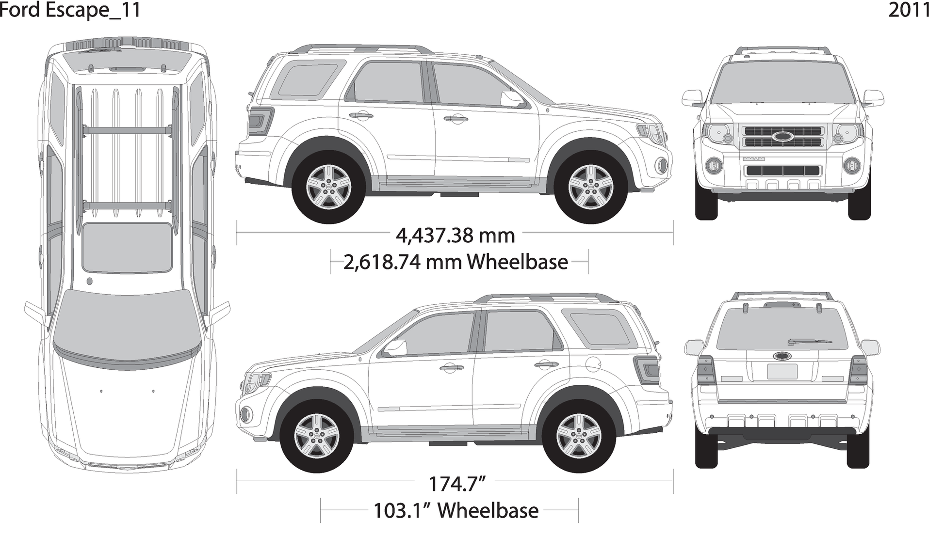2011 Ford Escape V11 Vehicle Wrap Template