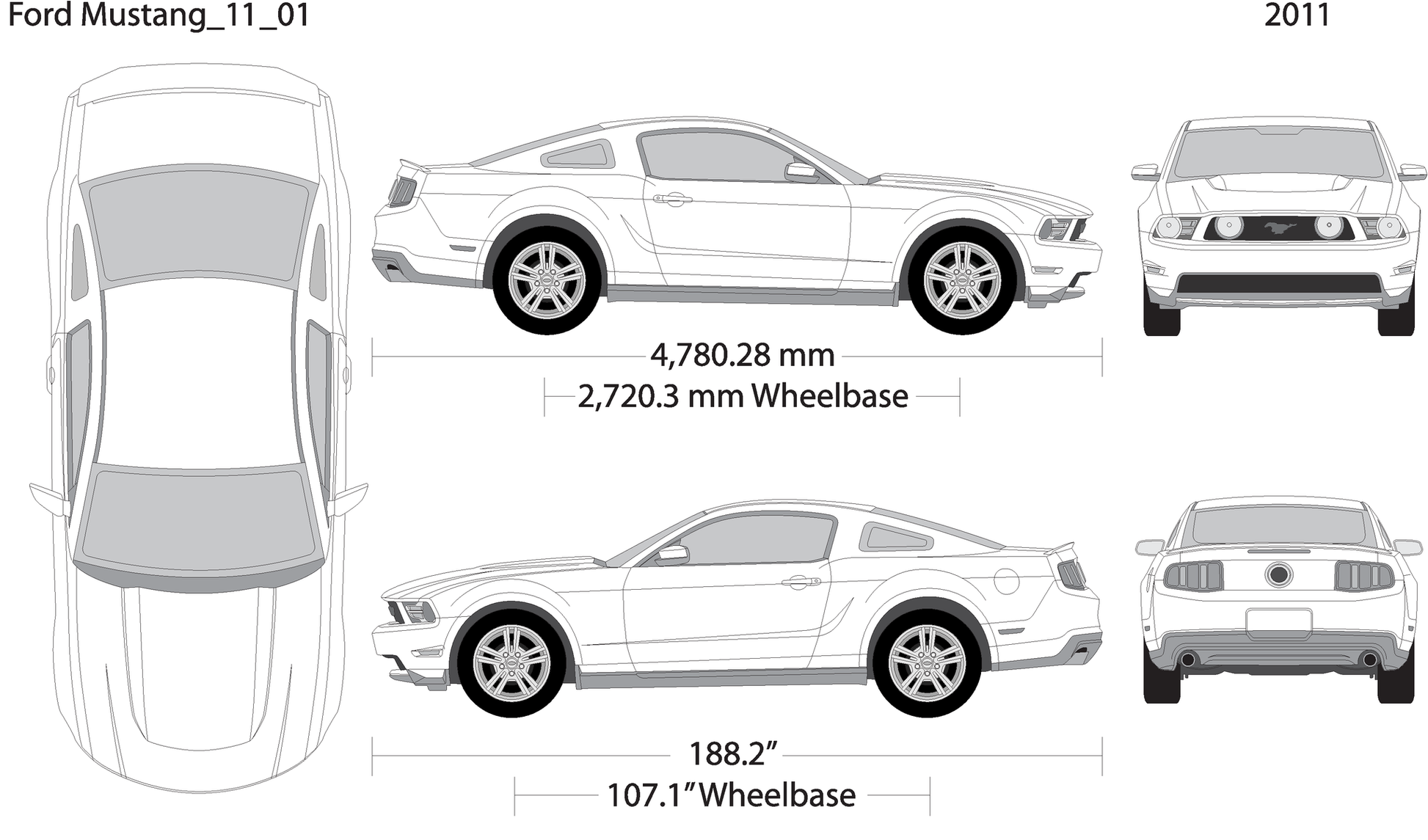 2011 Ford Mustang V01 Vehicle Wrap Template