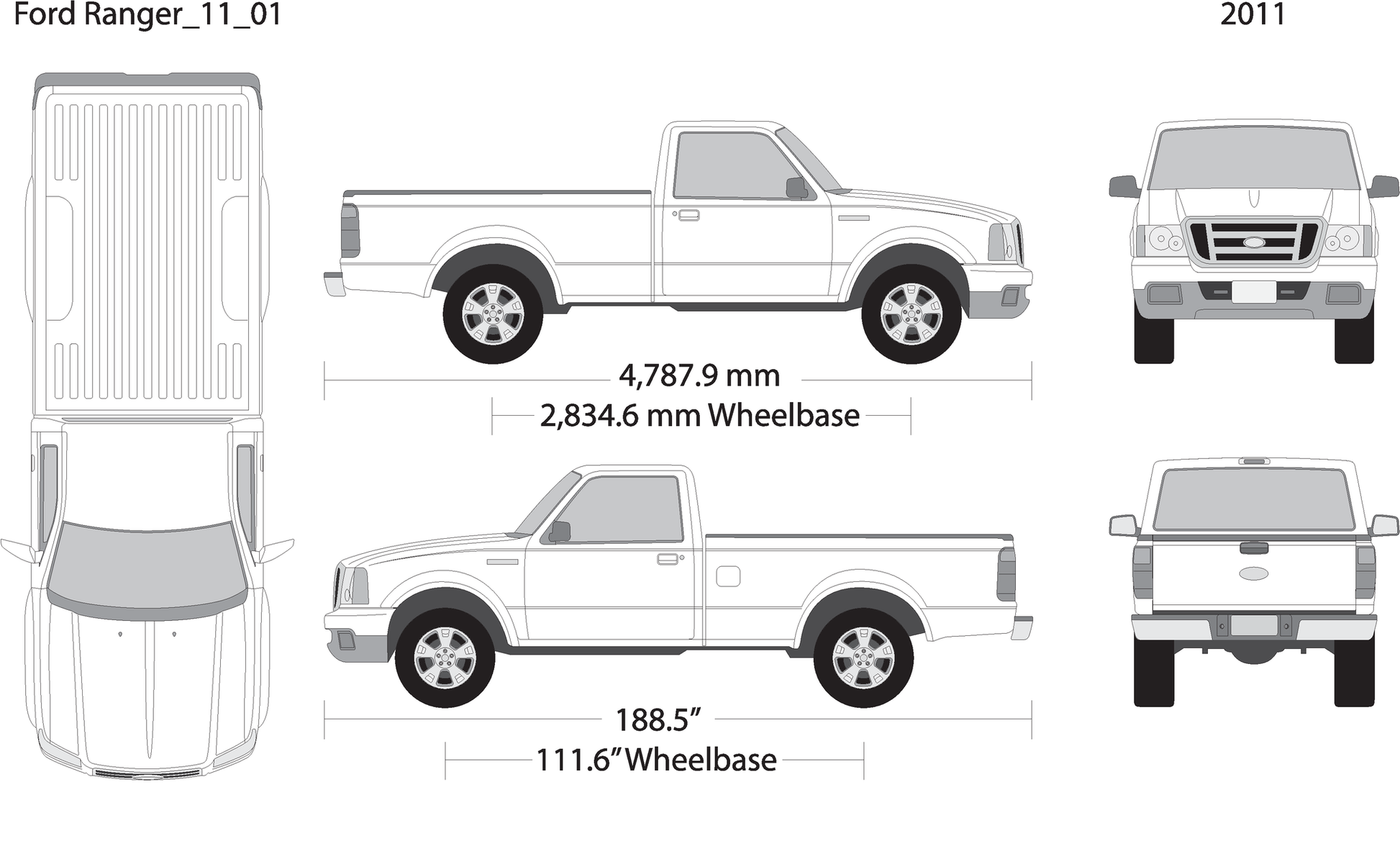 2011 Ford Ranger V01 Vehicle Wrap Template