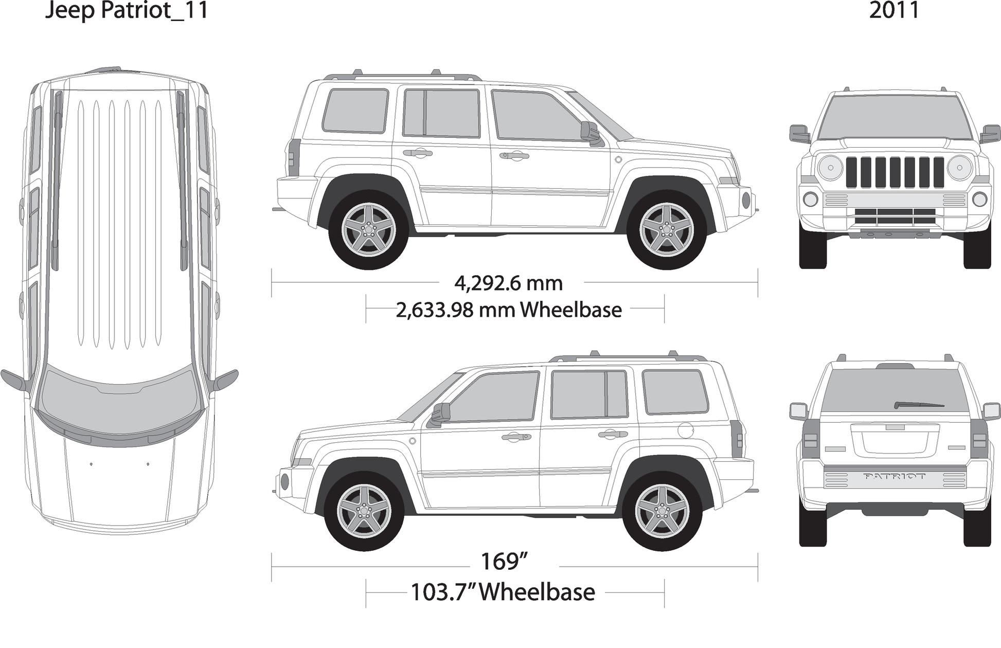2011 Jeep Patriot V11 Vehicle Wrap Template