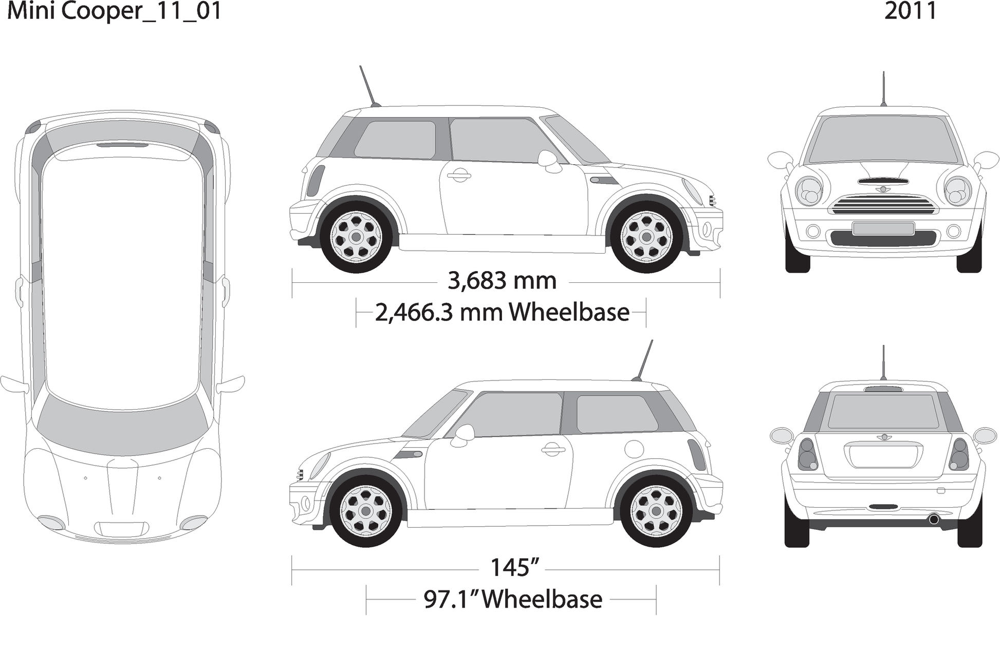 2011 Mini Cooper Mini Hardtop V01 Vehicle Wrap Template
