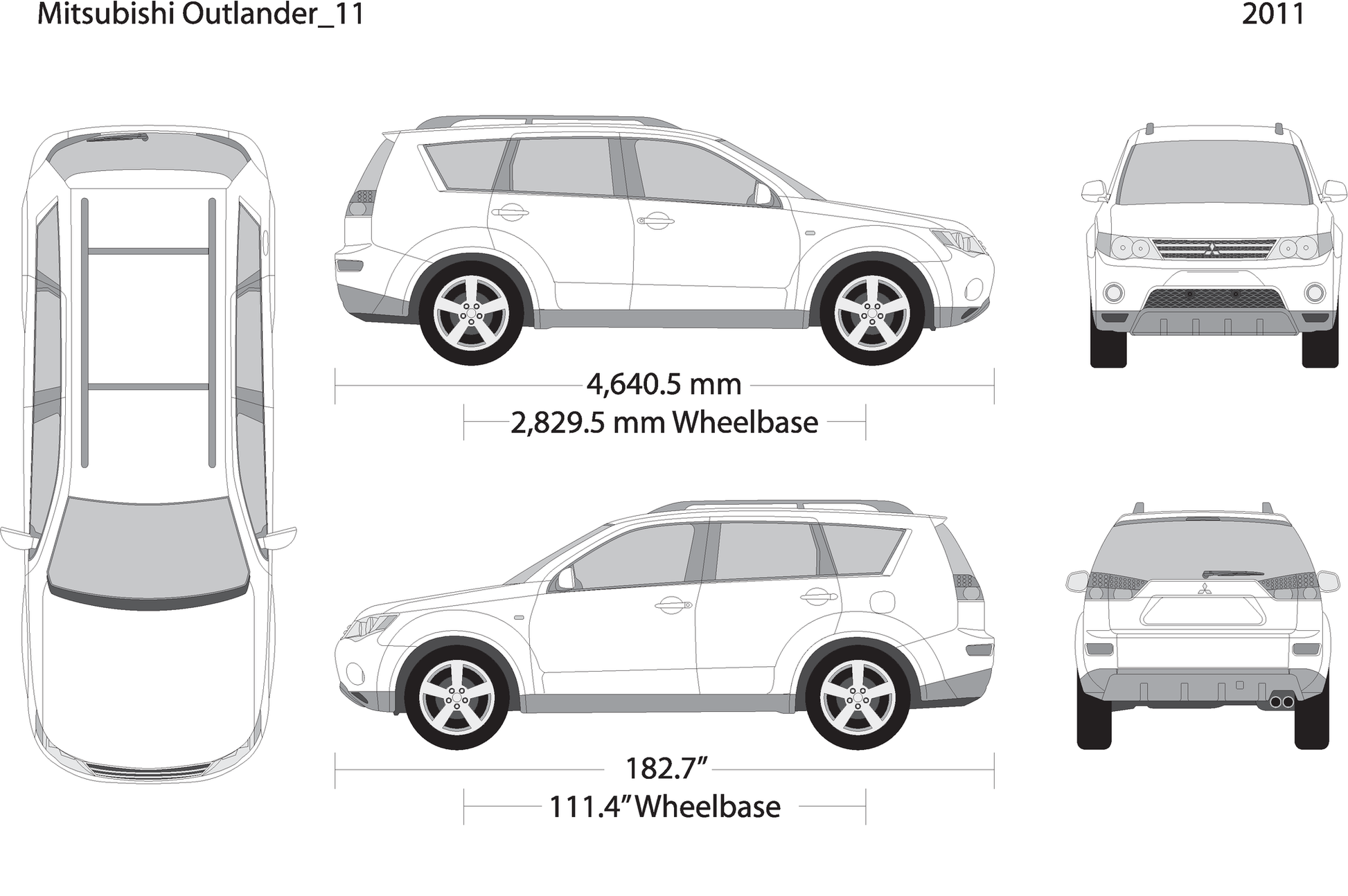 2011 Mitsubishi Outlander V11 Vehicle Wrap Template
