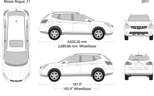 2011 Nissan Rogue V11 Vehicle Wrap Template