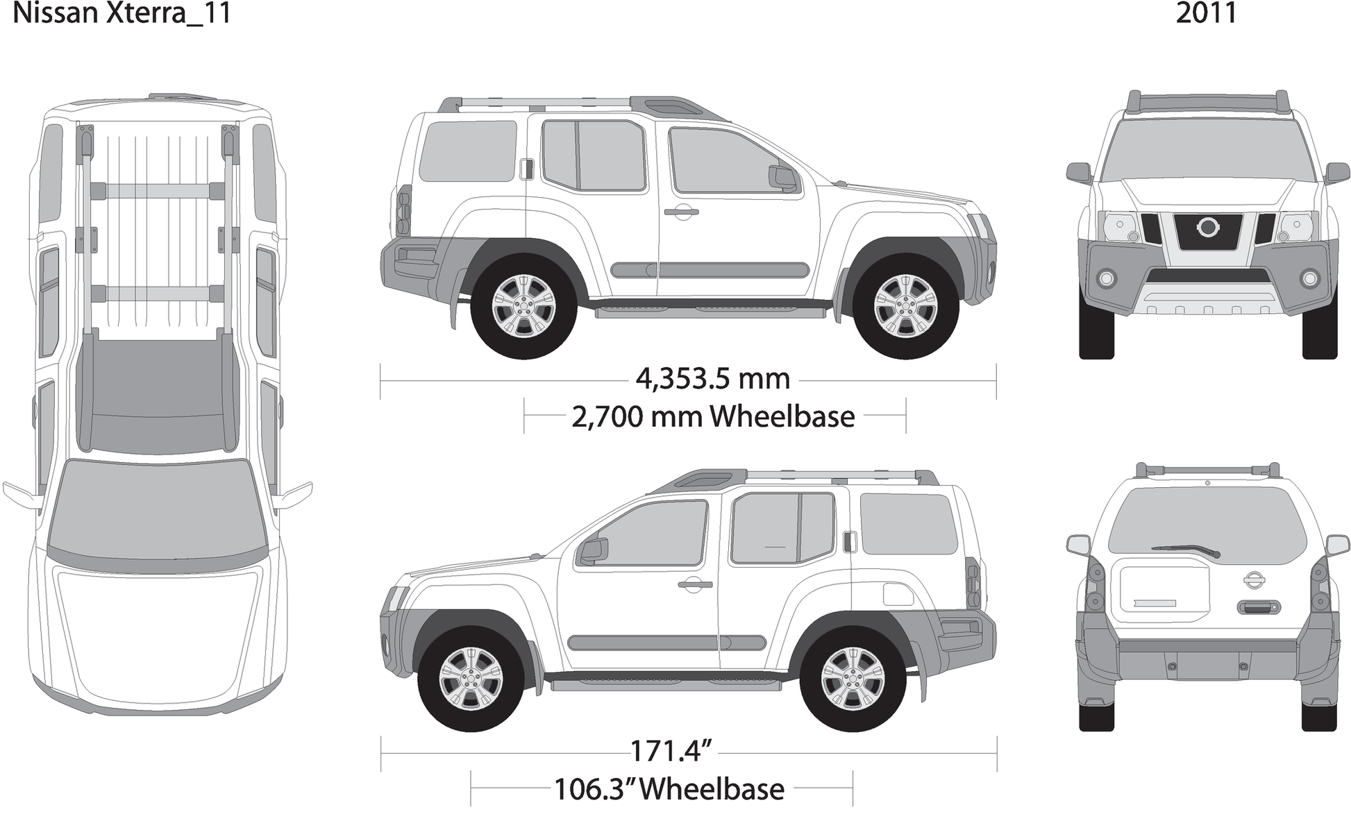 2011 Nissan Xterra V11 Vehicle Wrap Template
