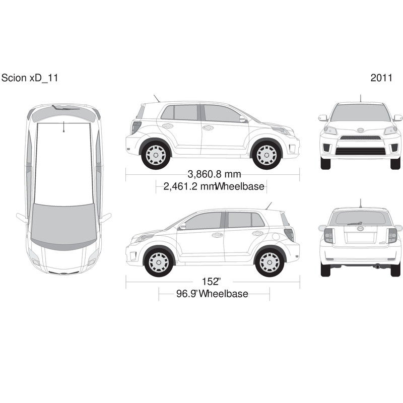 2011 Scion Xd V11 Vehicle Wrap Template