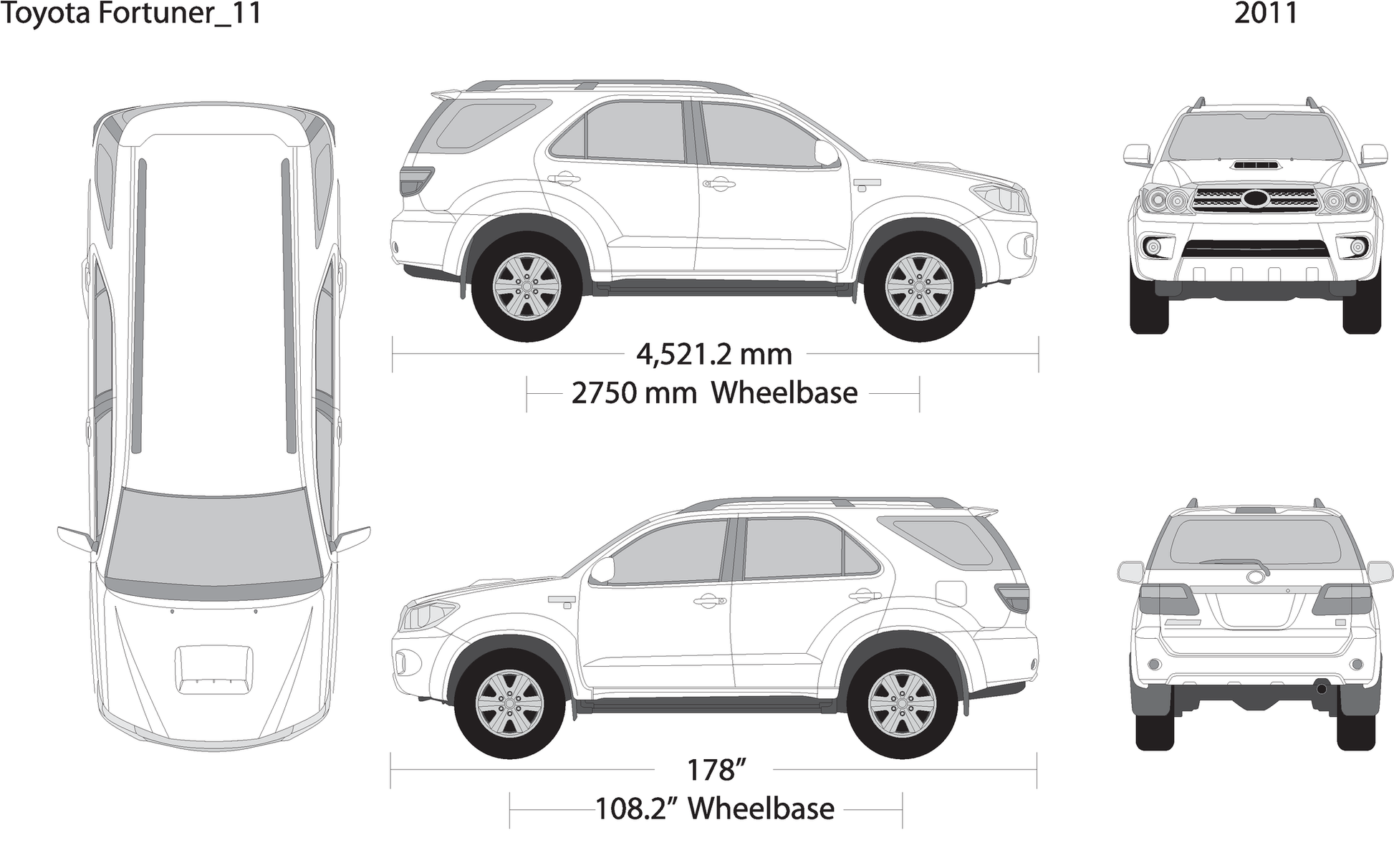 2011 Toyota Fortuner V11 Vehicle Wrap Template