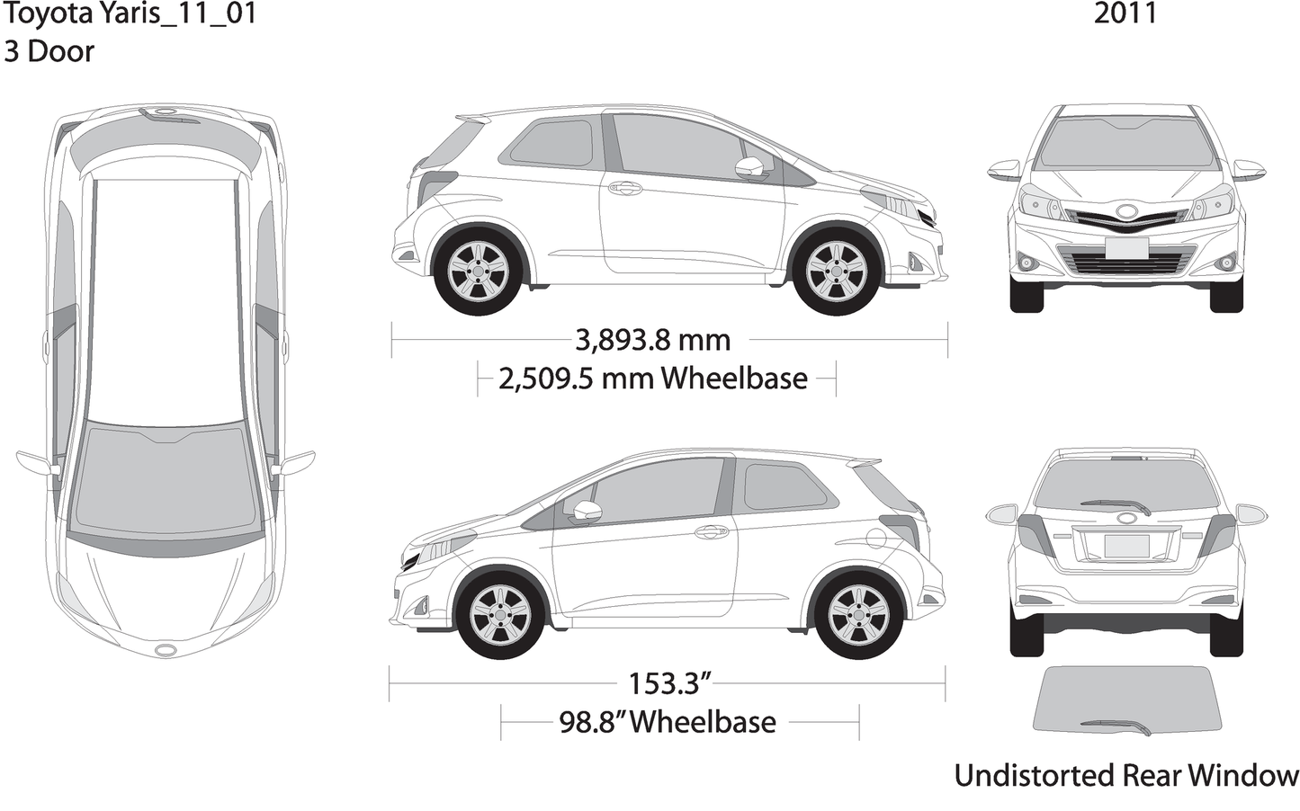 2011 Toyota Yaris V01 Vehicle Wrap Template