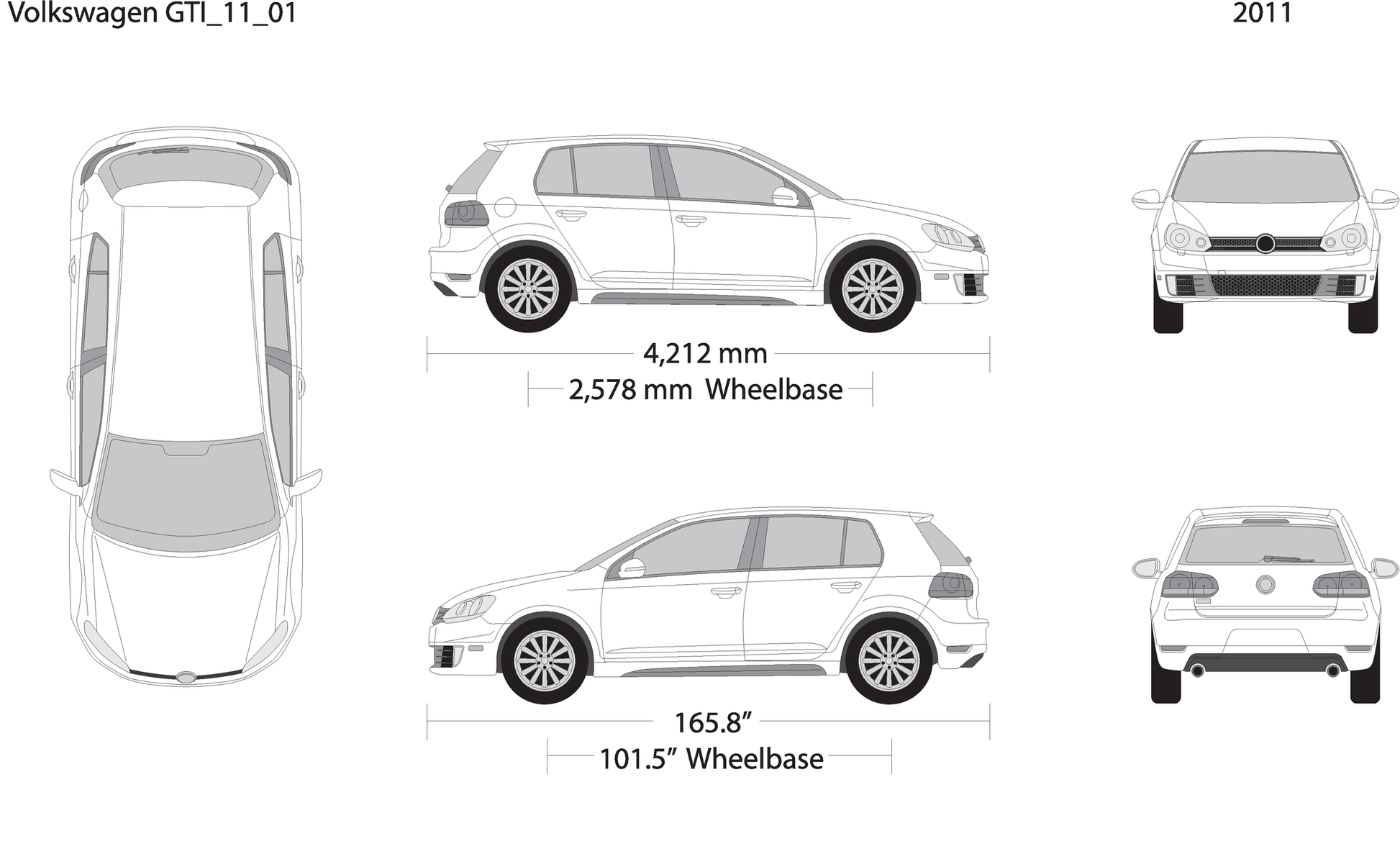 2011 Volkswagen Gti V01 Vehicle Wrap Template