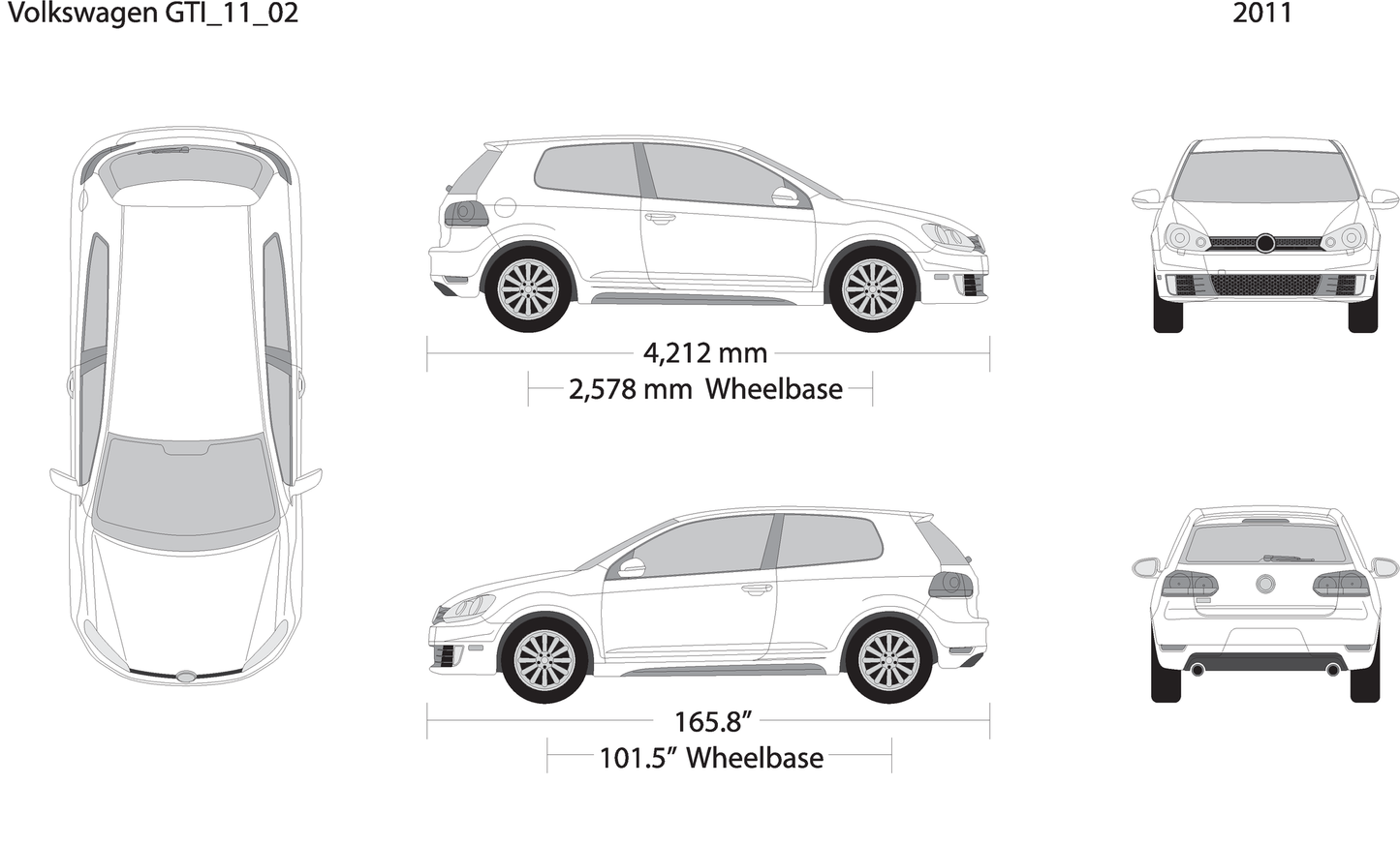 2011 Volkswagen Gti V02 Vehicle Wrap Template