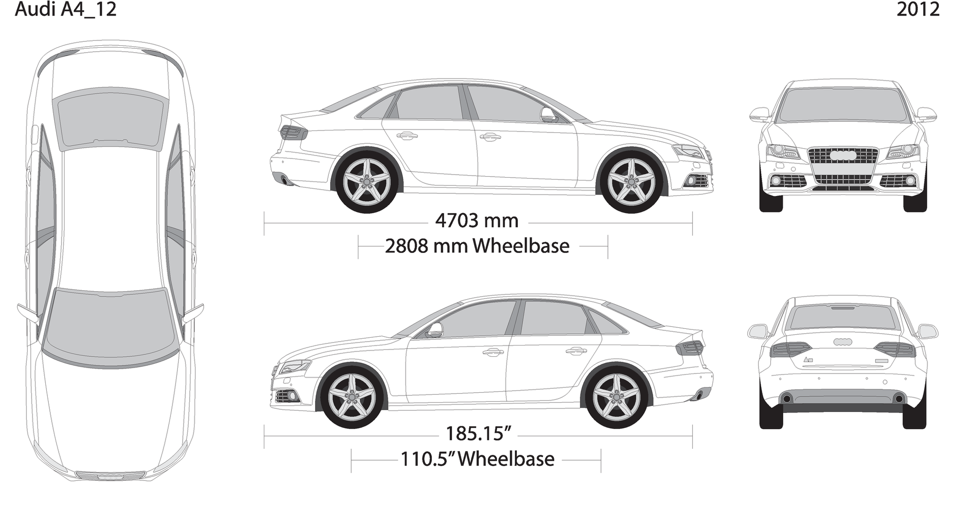 2012 Audi A4 V12 Vehicle Wrap Template