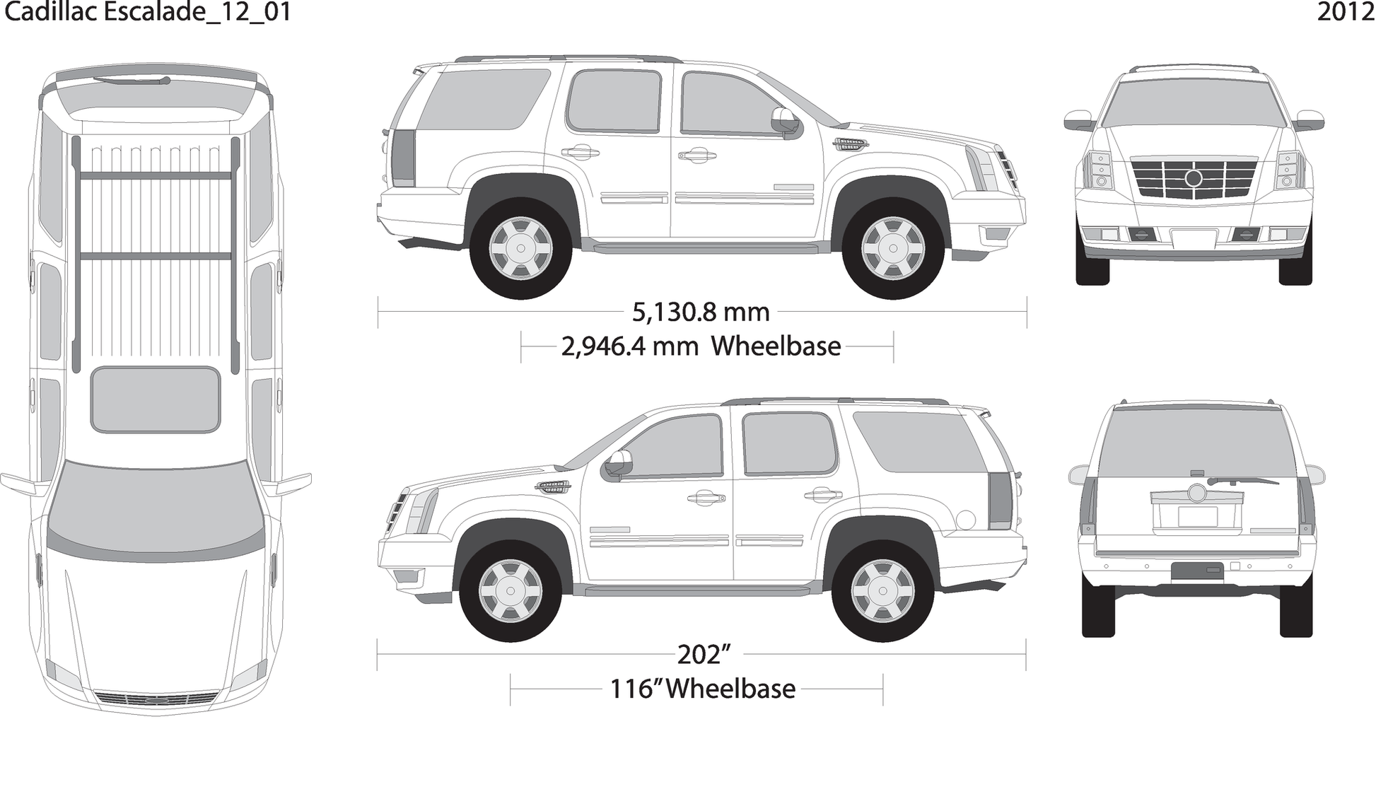 2012 Cadillac Escalade V01 Vehicle Wrap Template