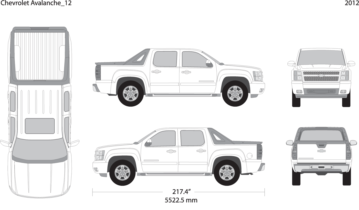 2012 Chevy Avalanche V01 Vehicle Wrap Template