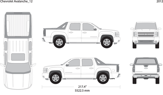 2012 Chevy Avalanche V01 Vehicle Wrap Template