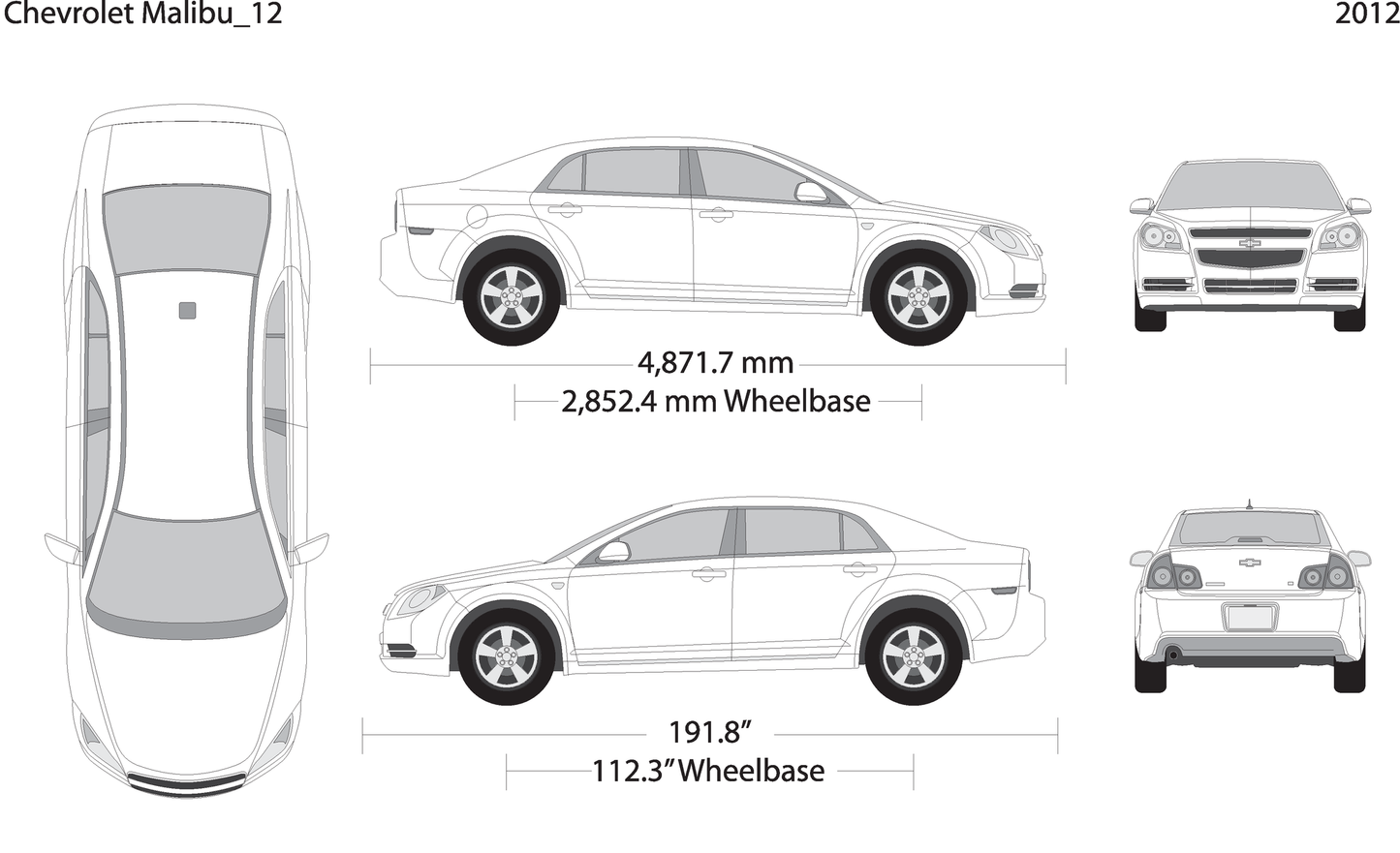 2012 Chevy Malibu V12 Vehicle Wrap Template