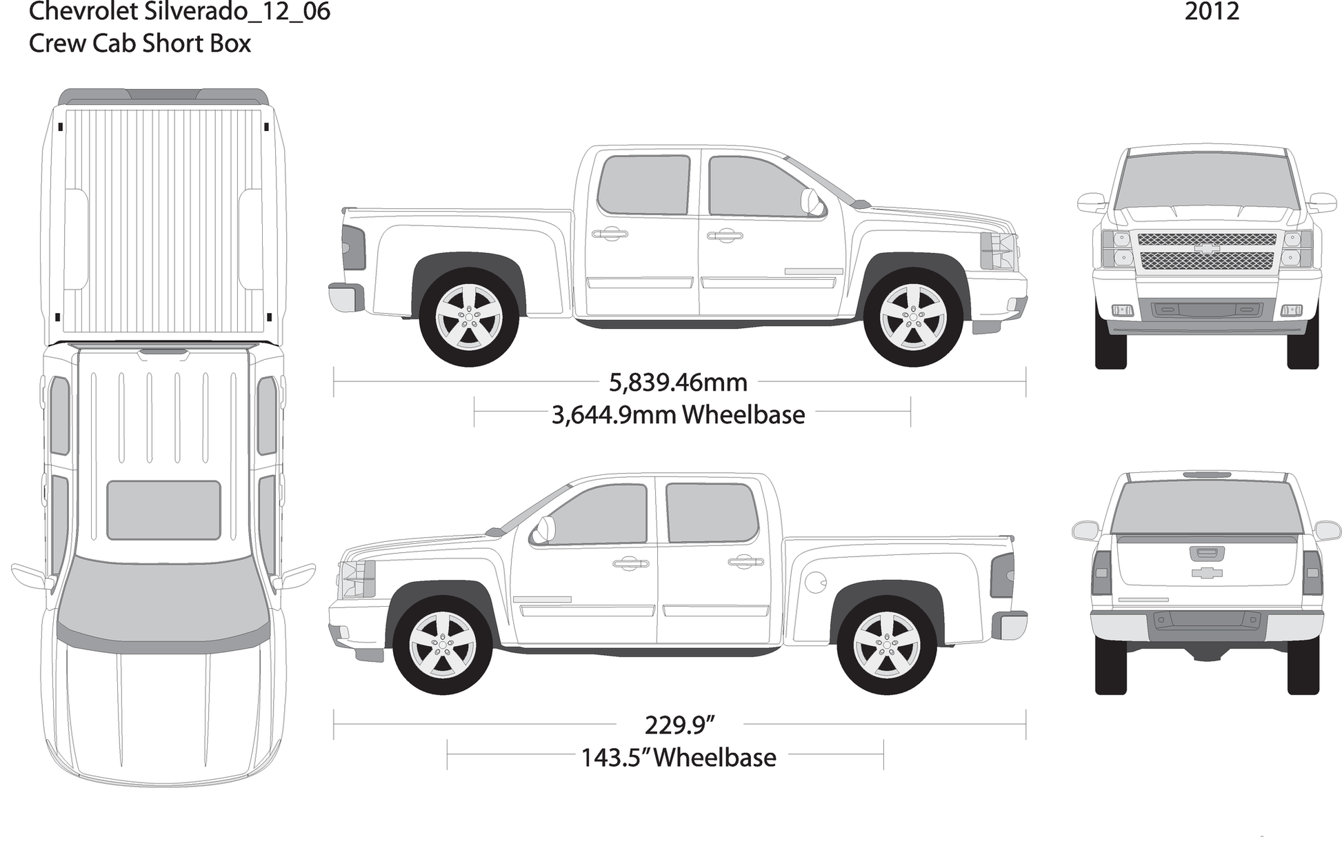 2012 Chevy Silverado 1500 V06 Vehicle Wrap Template