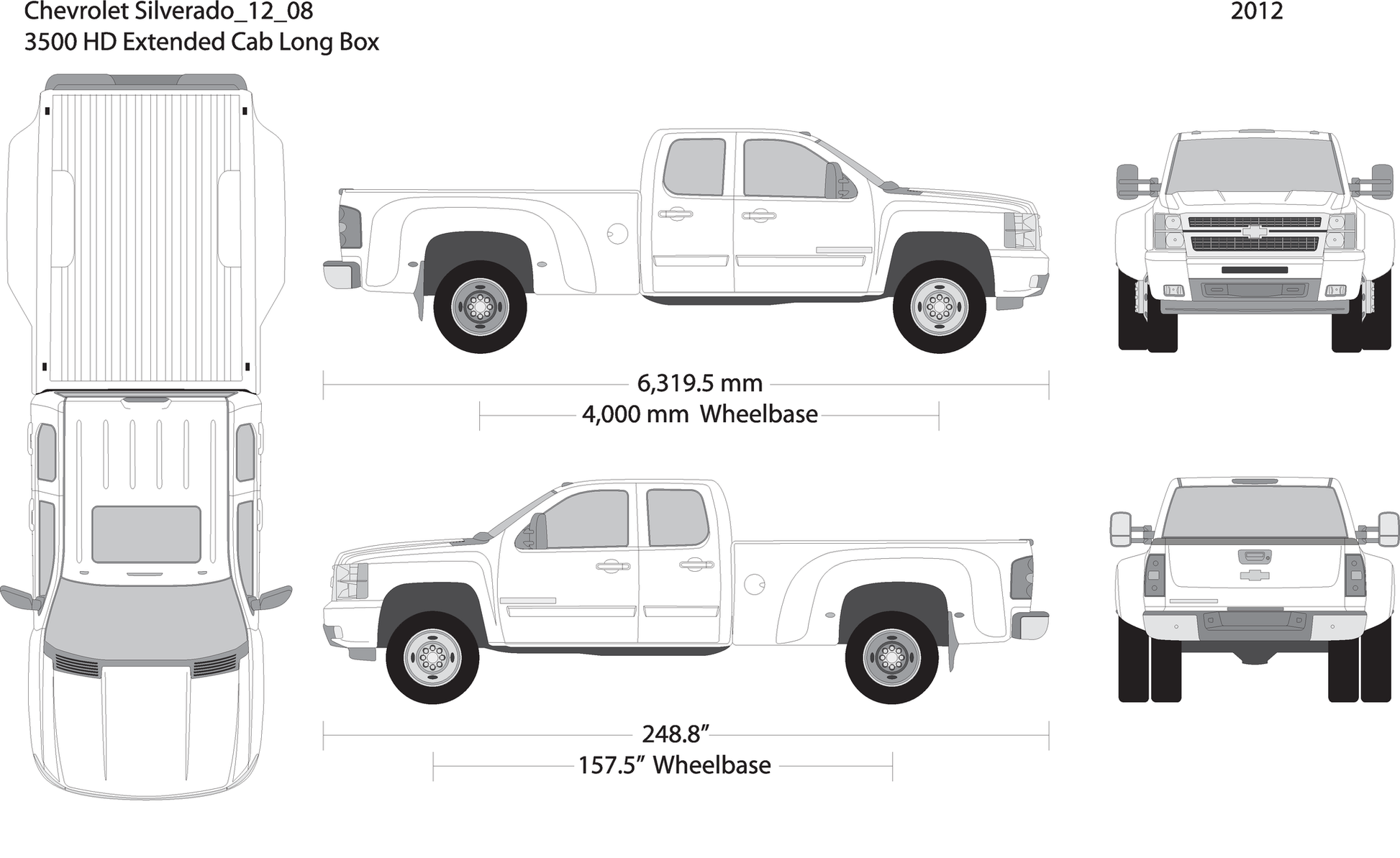 2012 Chevy Silverado 2500 3500 Hd V08 Vehicle Wrap Template
