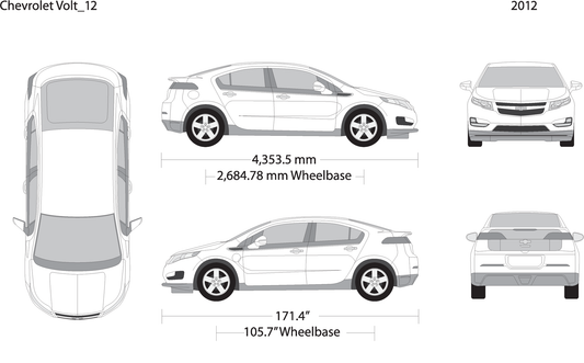 2012 Chevy Volt V12 Vehicle Wrap Template