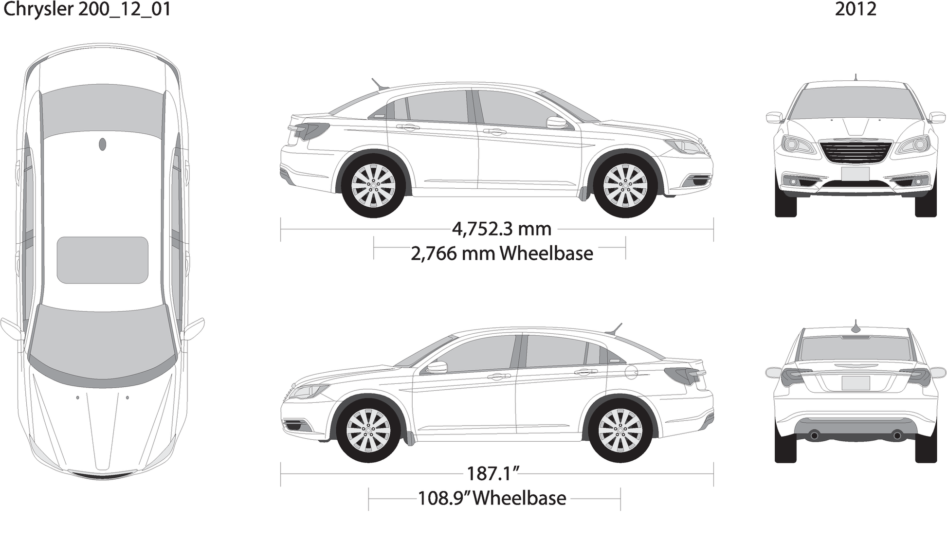 2012 Chrysler 200 V01 Vehicle Wrap Template