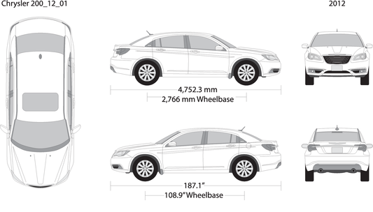 2012 Chrysler 200 V01 Vehicle Wrap Template