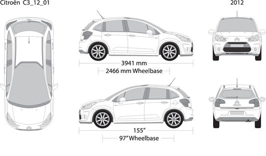 2012 Citroen C3 V01 Vehicle Wrap Template