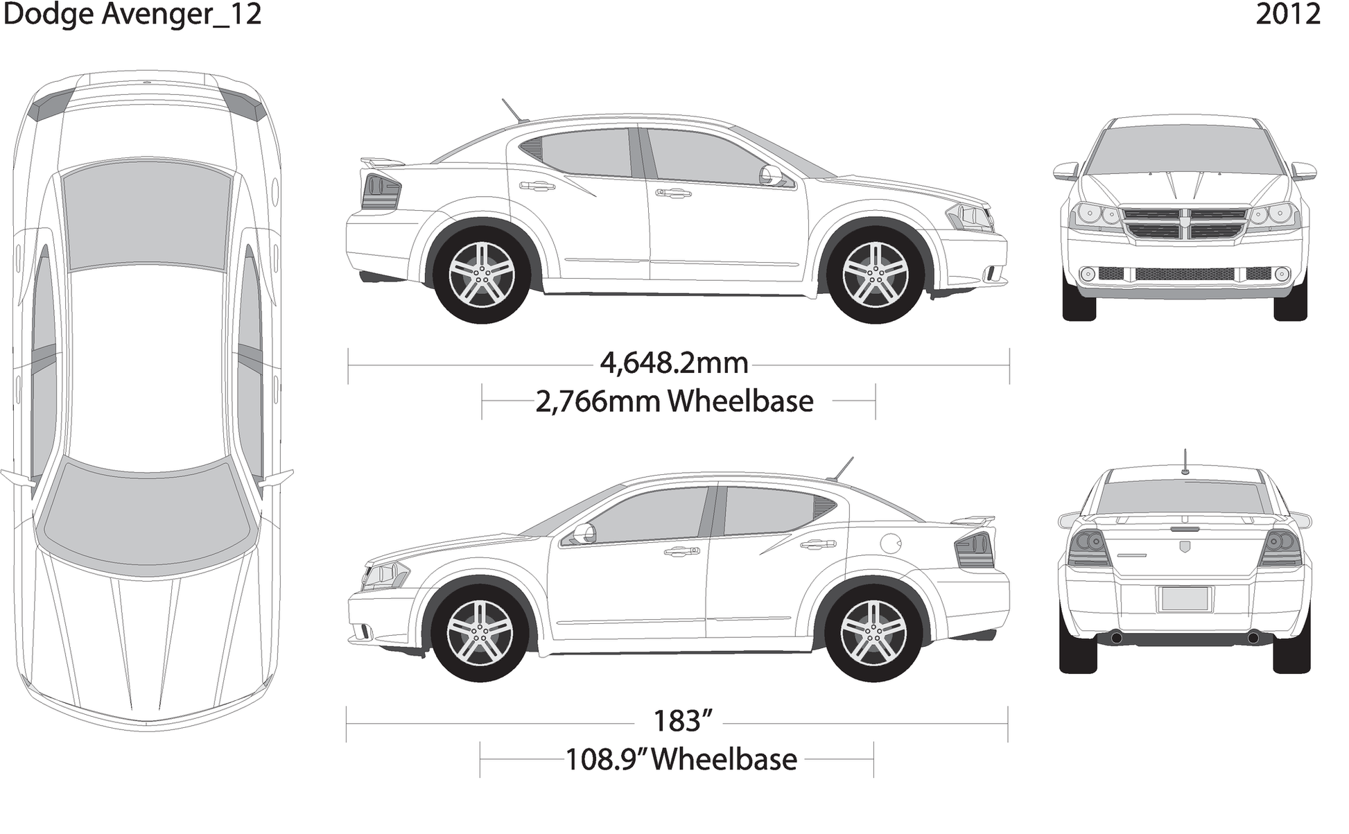 2012 Dodge Avenger V12 Vehicle Wrap Template